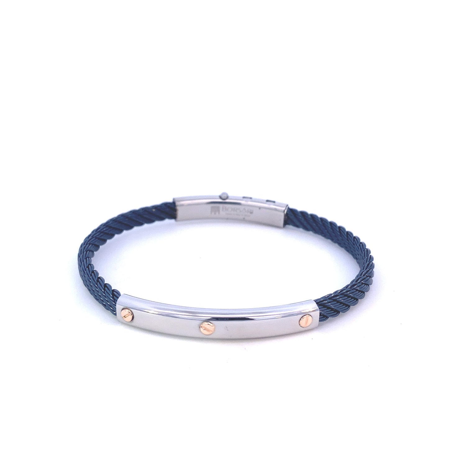 Steel Bangle/18k Rose Gold Screw Element | BORSARI | Luby 