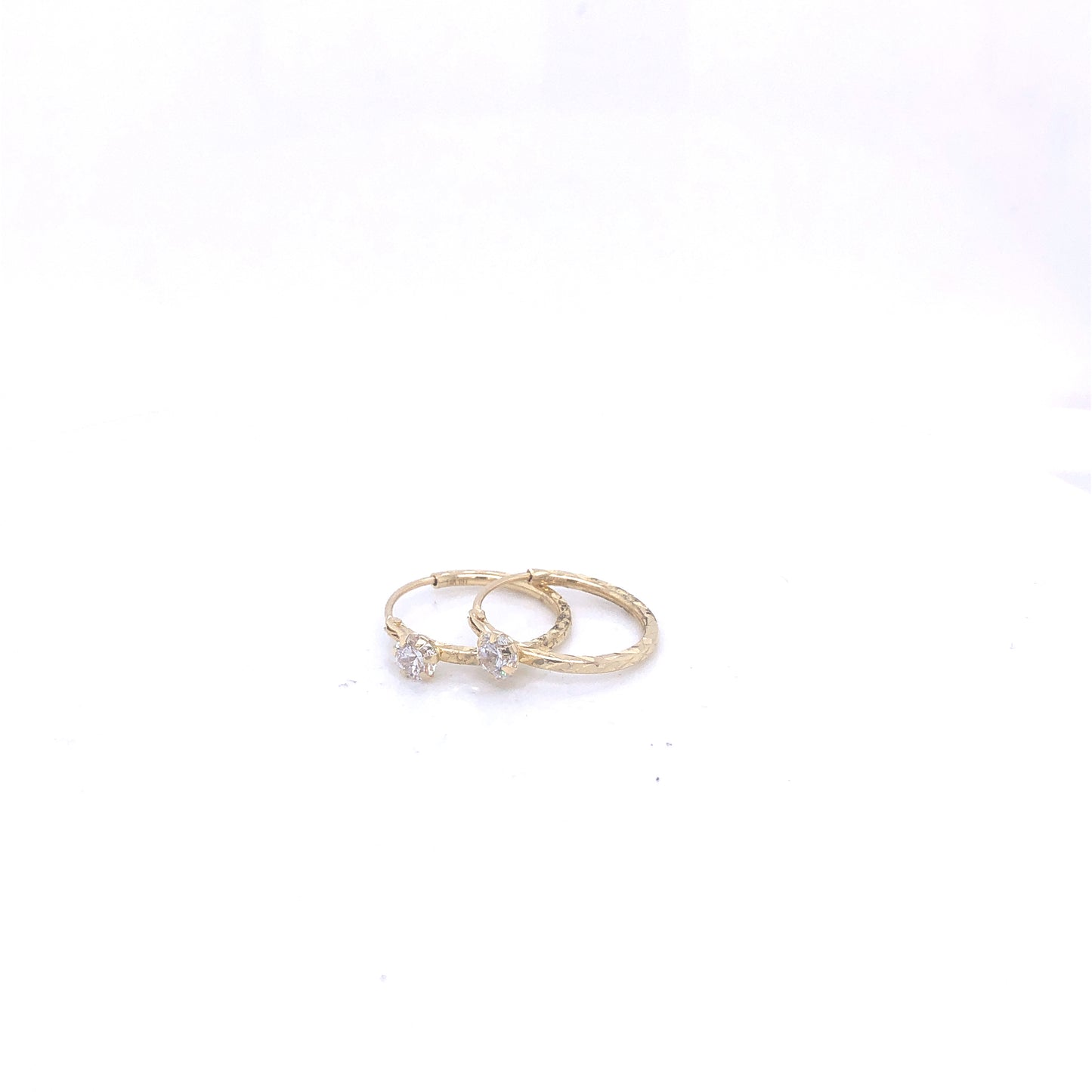 14K Small Diamond Cut Gold with Zirconia Hoops | Luby Gold Collection | Luby 