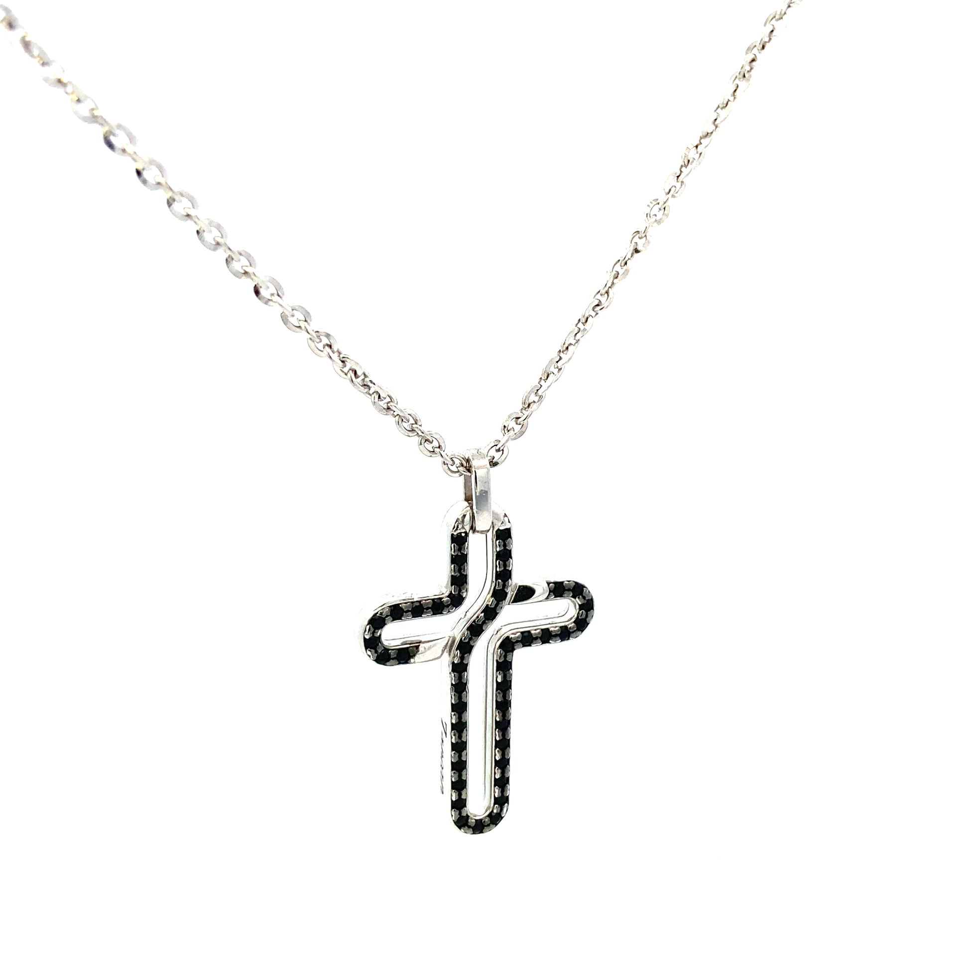 Necklace Silver with Cross and Onix | Zancan | Luby 