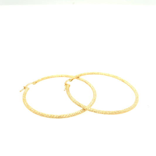 14K Diamond Cut Round Medium Hoops | Luby Gold Collection | Luby 