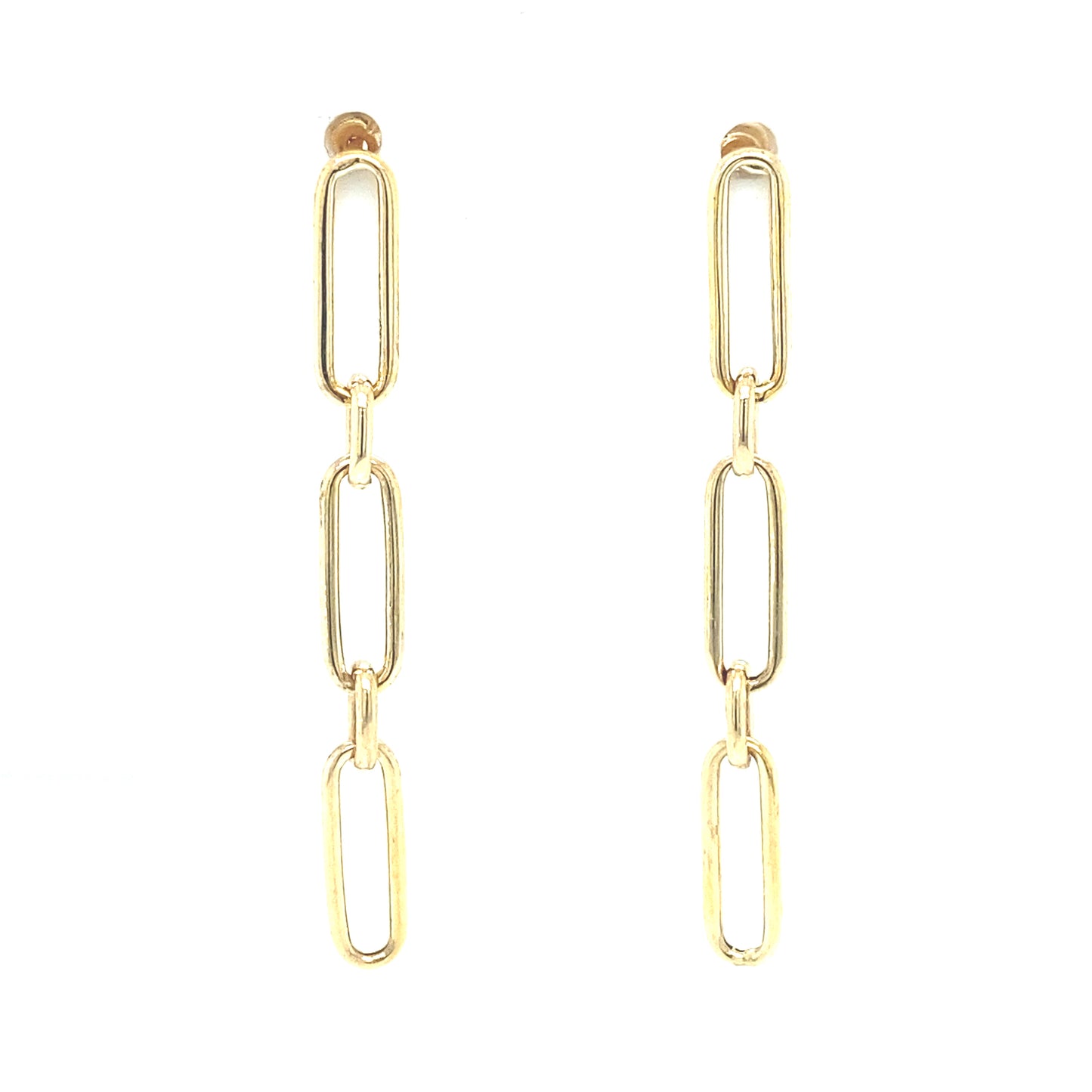 14K Dangling Paper Clip Pushback Earrings | Luby Gold Collection | Luby 