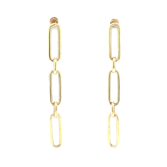 14K Dangling Paper Clip Pushback Earrings | Luby Gold Collection | Luby 