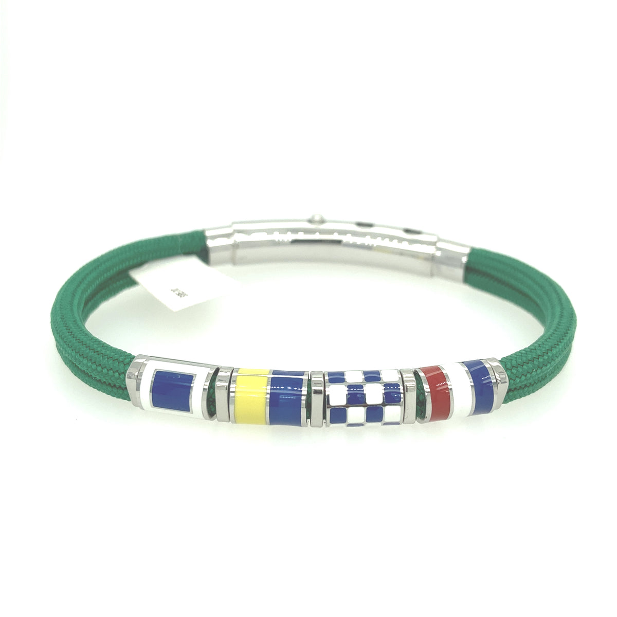 GREEN DOUBLE CORD WITH NAUTICAL FLAGS CHARMS BRACELET | Seaknots | Luby 