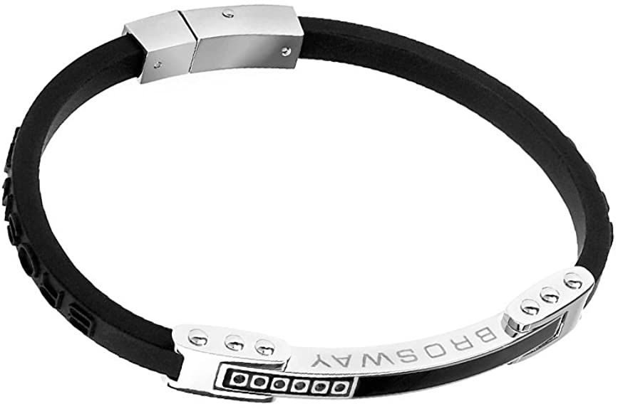 Ares Black Rubber with Black C.Z Stones Bracelet (Silver) | Brosway Italia | Luby 