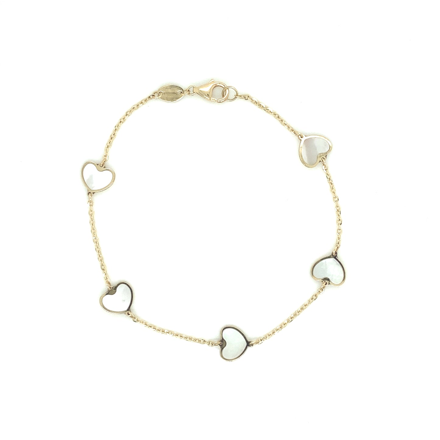 14k Gold Mother Pearl Small Heart Bracelet | Luby Gold Collection | Luby 