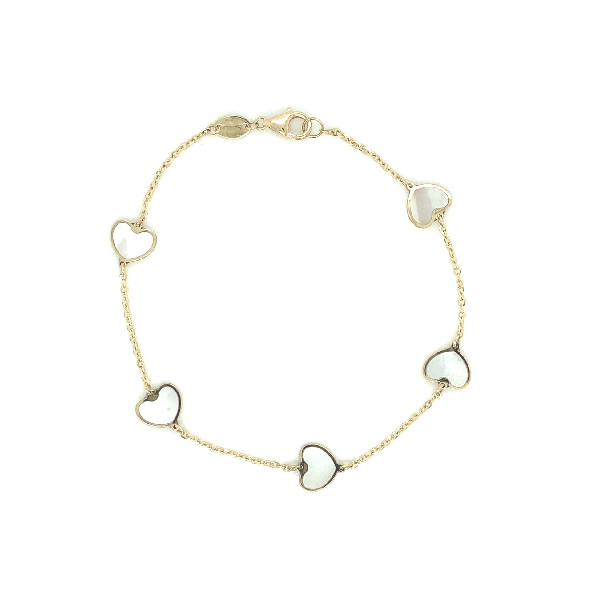 14k Gold Mother Pearl Small Heart Bracelet | Luby Gold Collection | Luby 