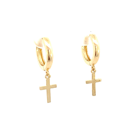 14K Gold Cross Dangle Earrings | Luby Gold Collection | Luby 