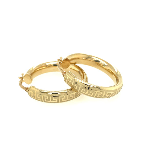 14K Medium Hologram Print Hoops | Luby Gold Collection | Luby 