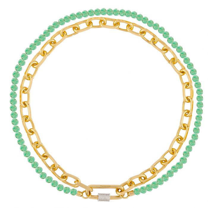 Palermo Necklace with Small Chain  and Jade Stone Thread | Rebecca | Luby 