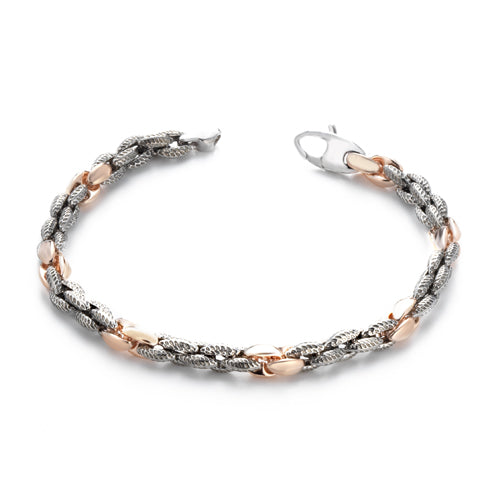 Marcello Pane Double Link Rose Gold Mens Bracelet 925 | Marcello Pane | Luby 