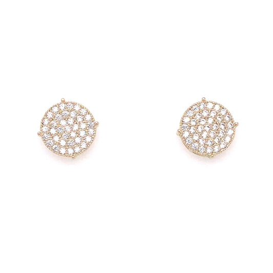 14K Earrings Studs Circle with CZ | Luby Gold Collection | Luby 