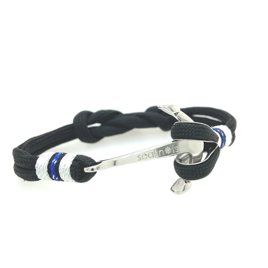 Double Cord with Silver Anchor Bracelet | Seaknots | Luby 
