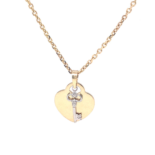 14K Two-Tone Heart Key Pendant | Luby Gold Collection | Luby 