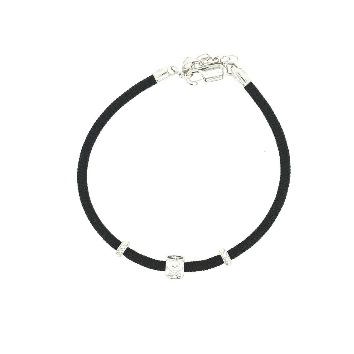 Black Nylon Cord Sterling Silver Charms Pirates | BORSARI | Luby 