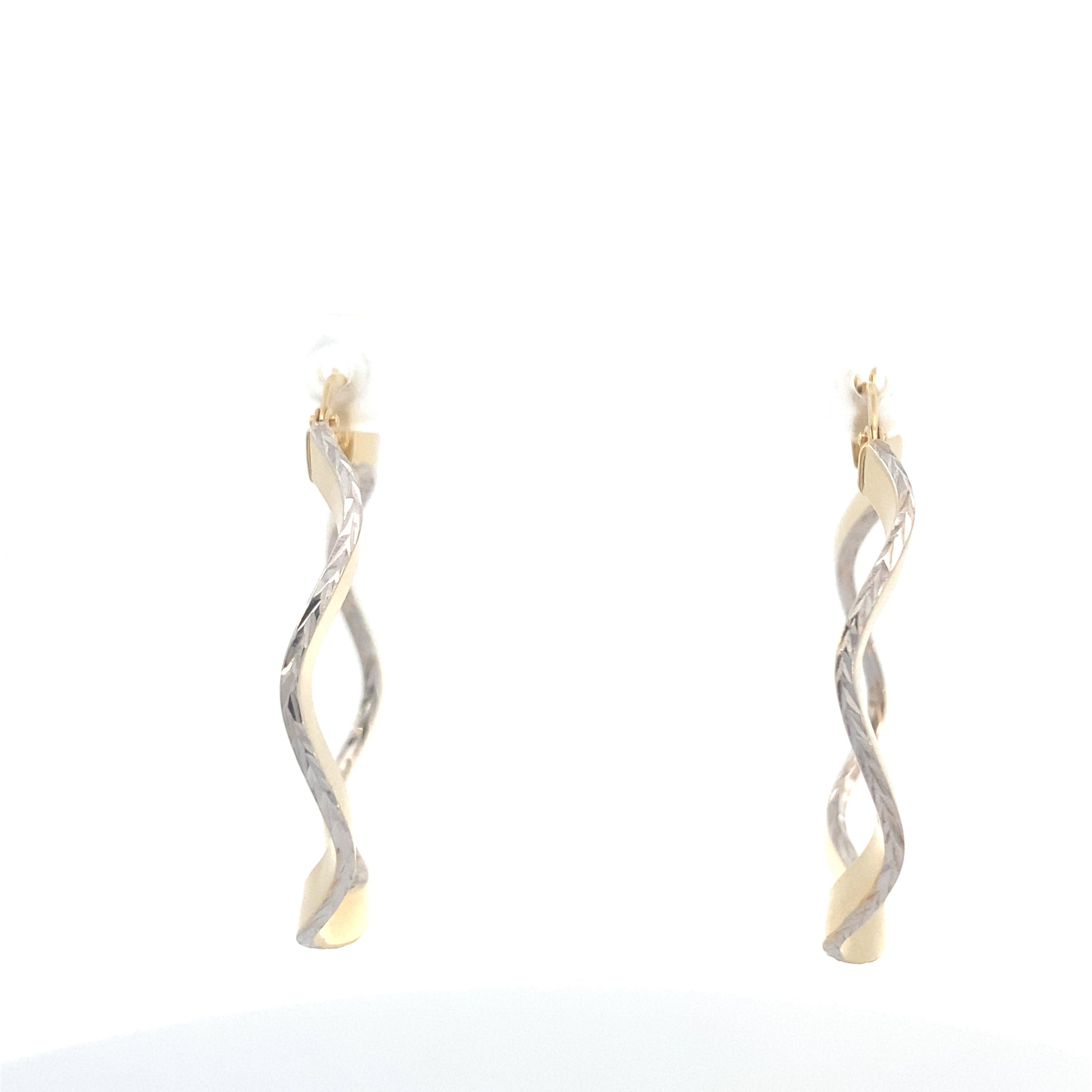 14K 2T Gold Wave Hoops Earrings | Luby Gold Collection | Luby 