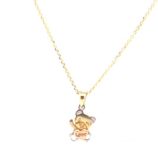 Small Tri-Color Bear Pendant | Luby Gold Collection | Luby 
