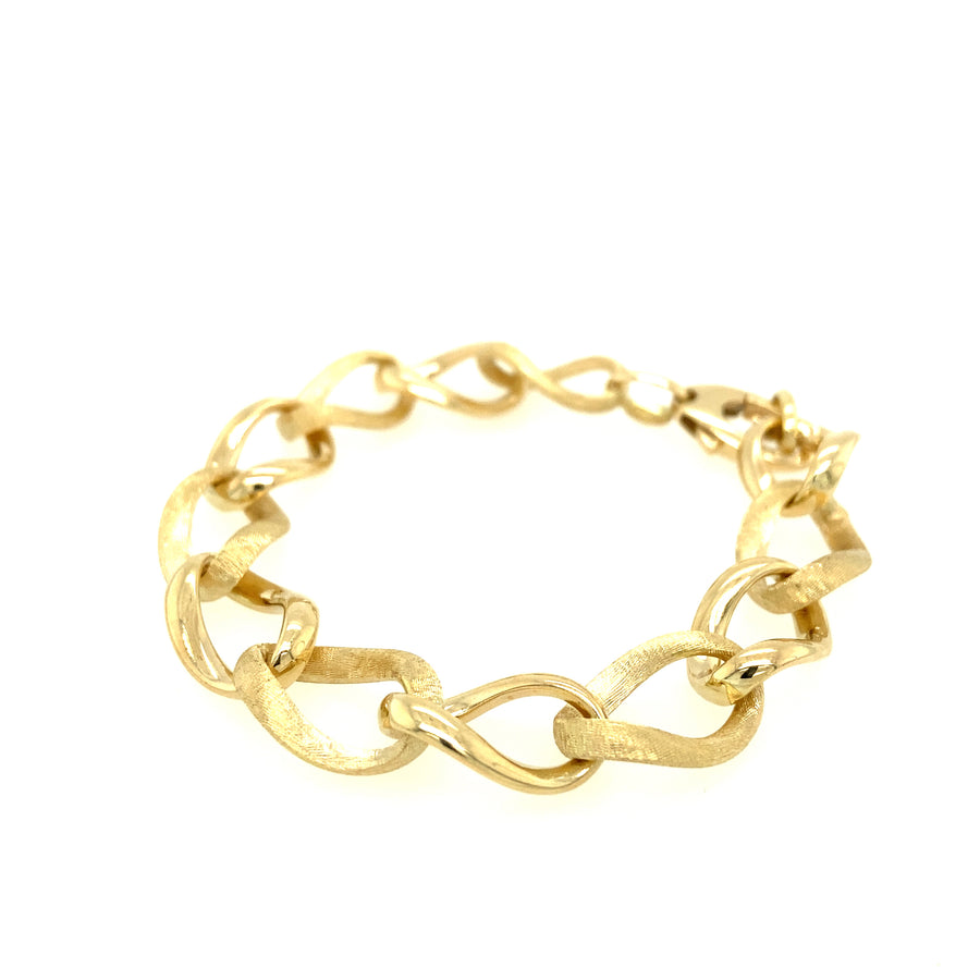 Pulsera de eslabones ondulados de 14K