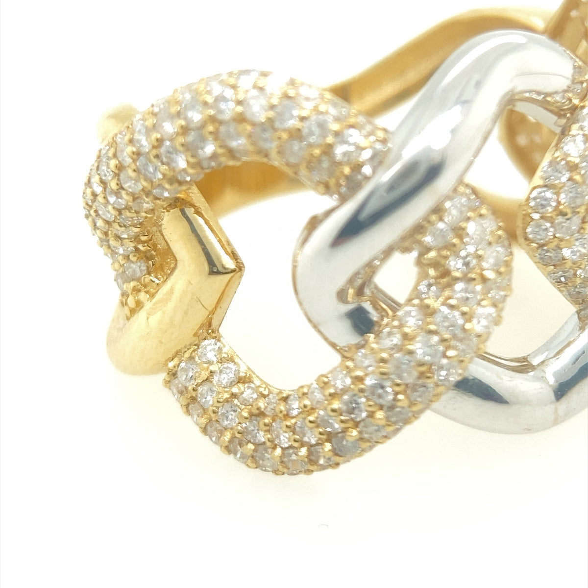 14k Gold 2T Connected Link with Diamond Ring | Luby Diamond Collection | Luby 