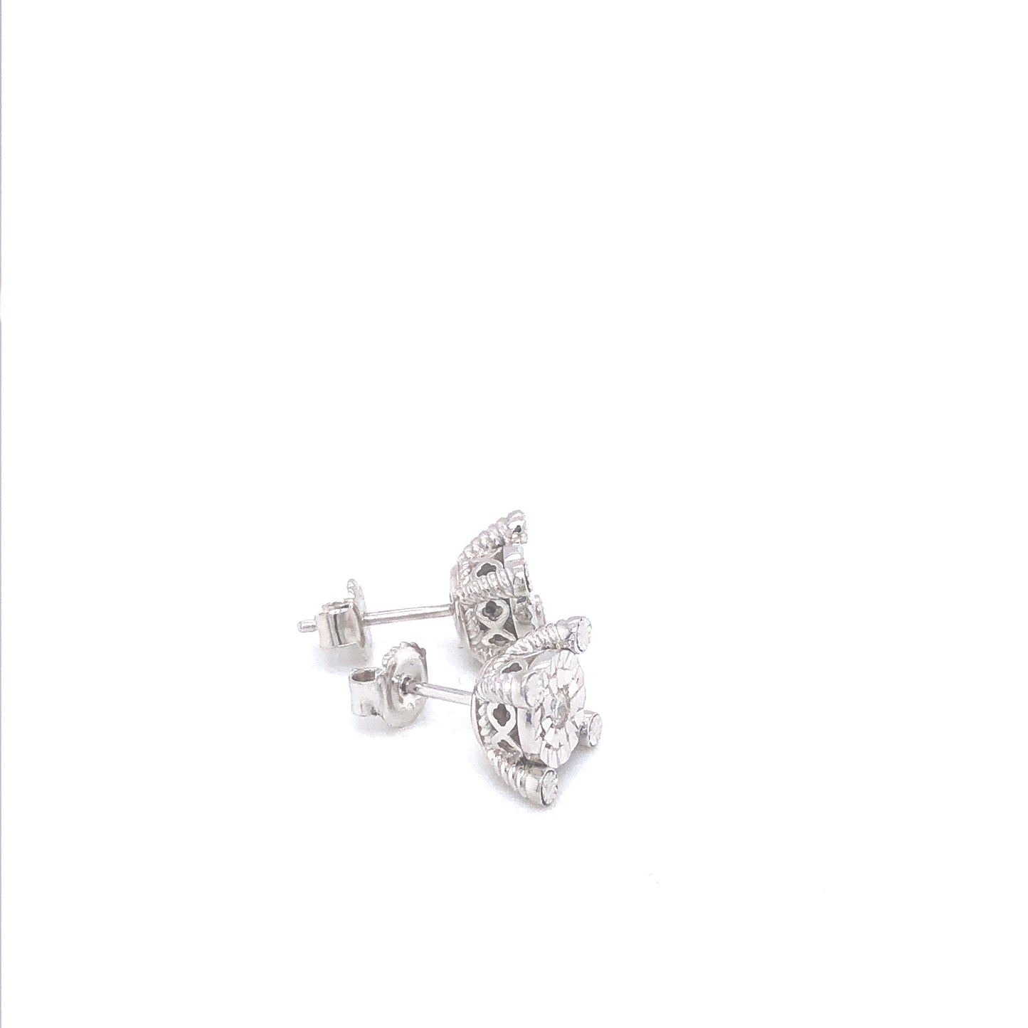 Prong Setting Diamond Cut Stud Earrings | Luby Silver Collection | Luby 