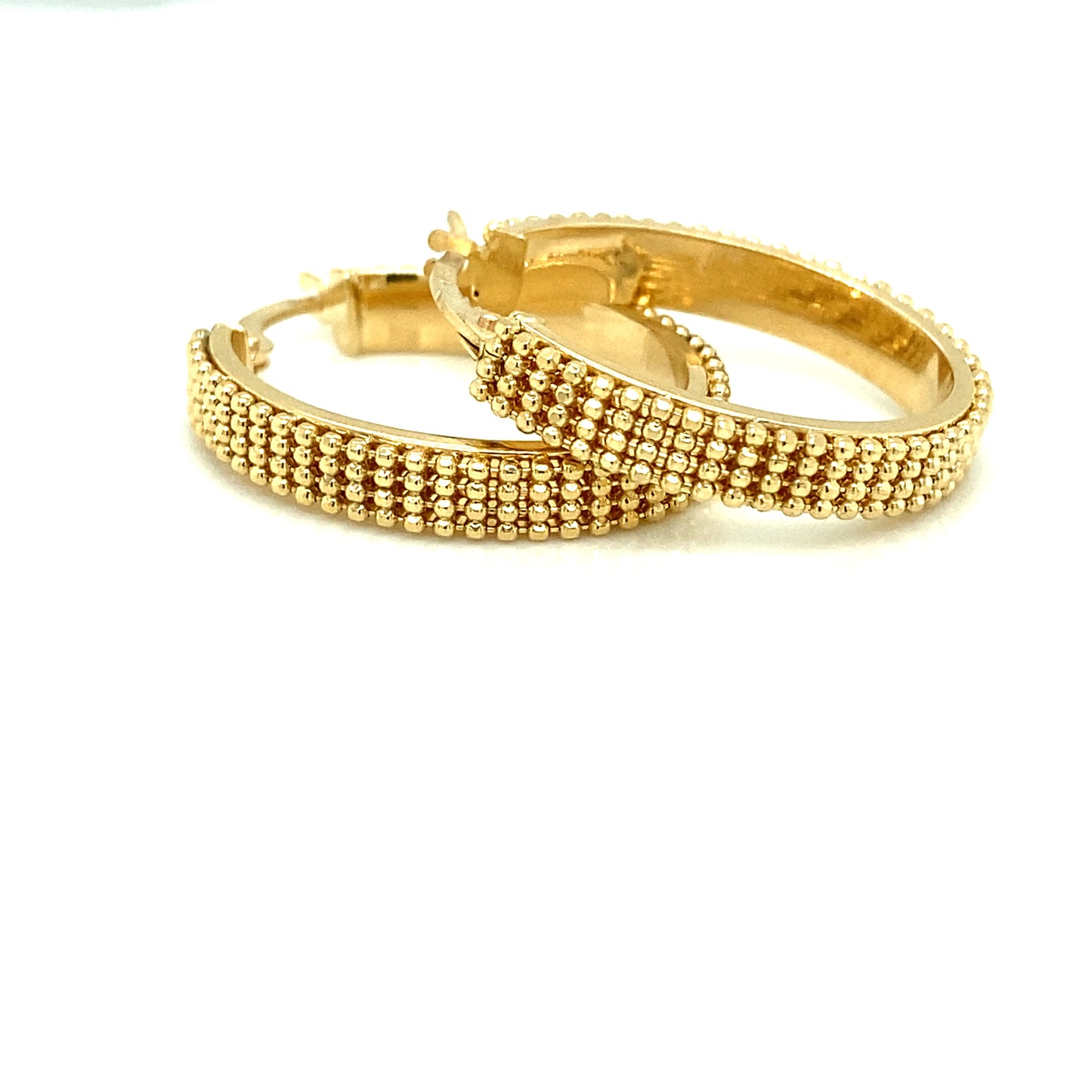 14K Fancy Dot Pattern Hoops | Luby Gold Collection | Luby 