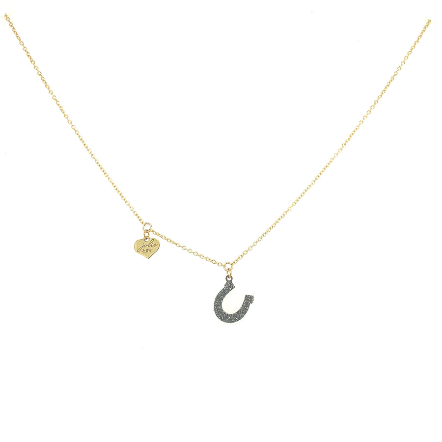 Horseshoe Gold Diamond Dust Necklace