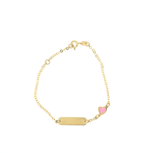 14K Gold Baby Bracelet Heart Pink Ennamel | Luby Gold Collection | Luby 