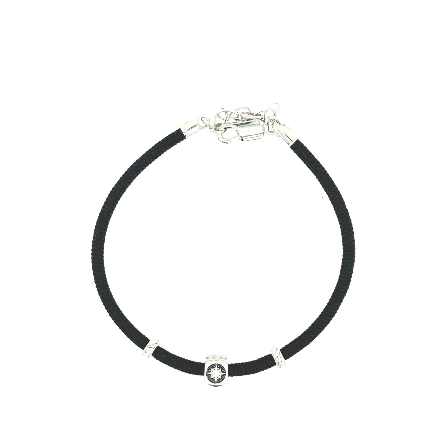 Black Nylon Cord Sterling Silver Charms Pirates | BORSARI | Luby 