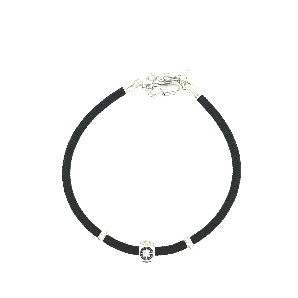 Black Nylon Cord Sterling Silver Charms Pirates | BORSARI | Luby 