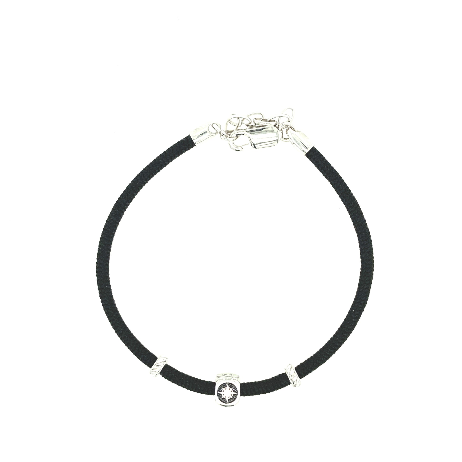 Black Nylon Cord Sterling Silver Charms Pirates | BORSARI | Luby 