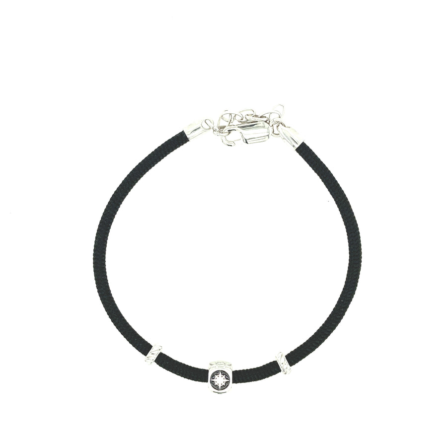 Black Nylon Cord Sterling Silver Charms Pirates