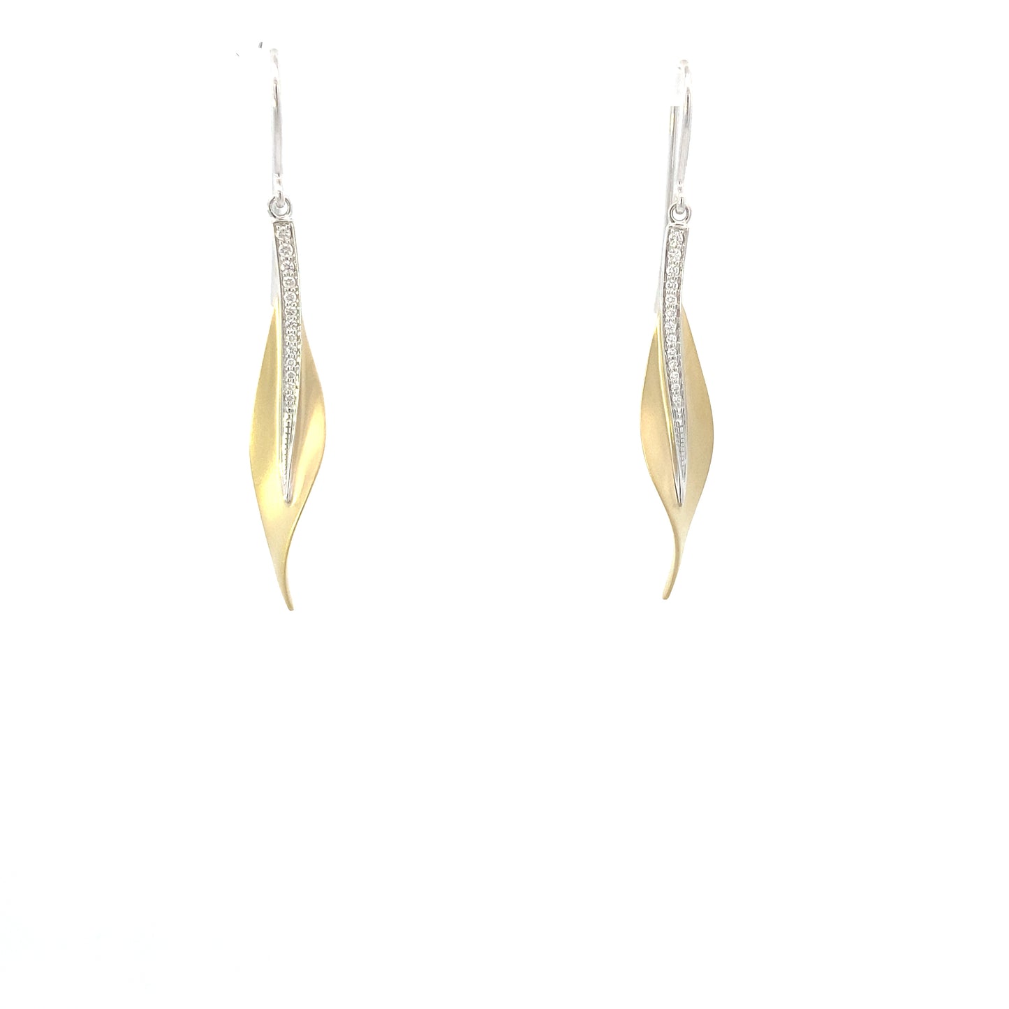 SKINNY LEAF GOLD EARRINGS | Simon G | Luby 