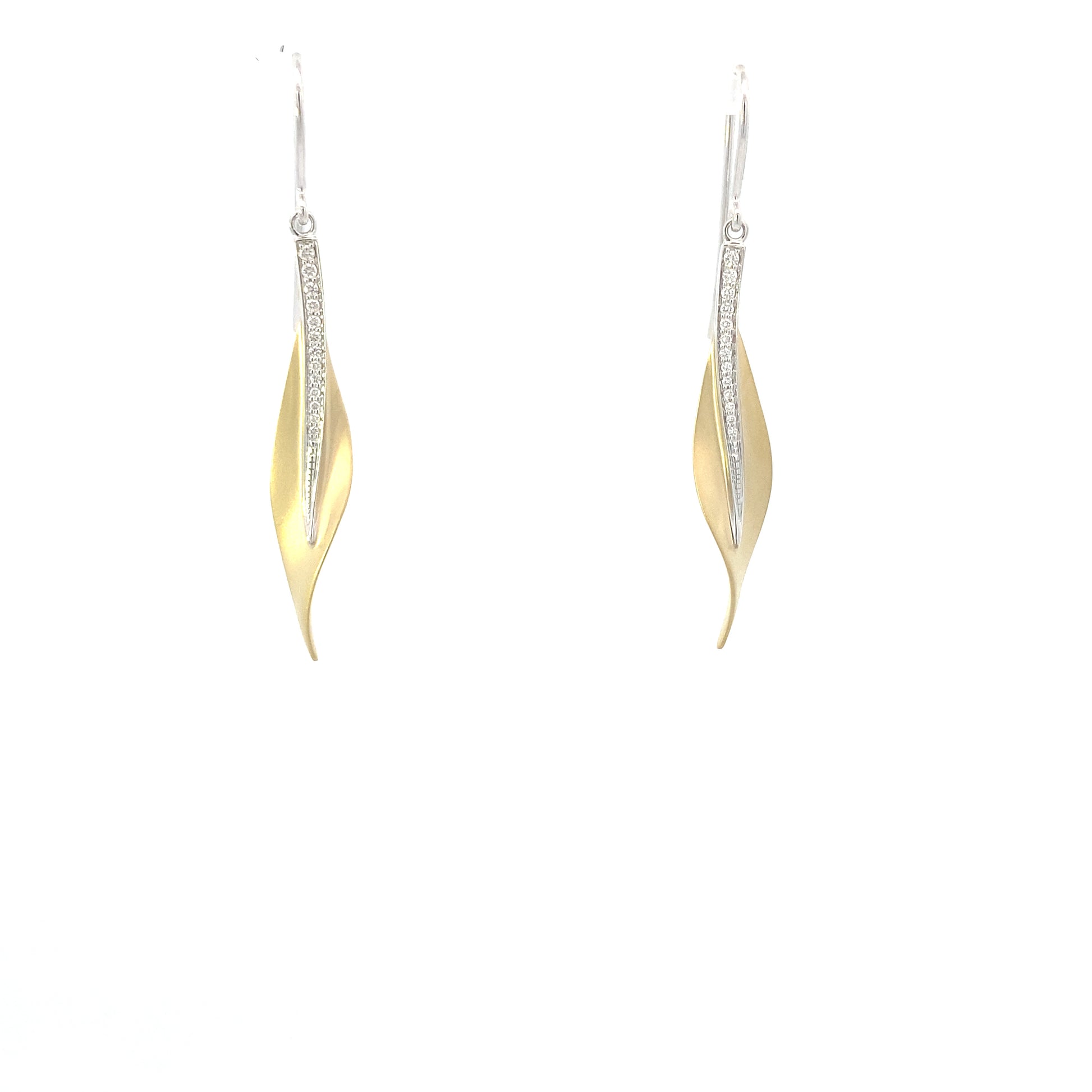 SKINNY LEAF GOLD EARRINGS | Simon G | Luby 