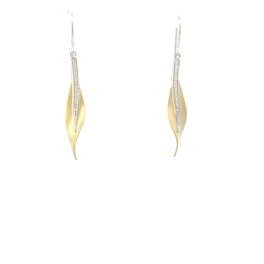 SKINNY LEAF GOLD EARRINGS | Simon G | Luby 