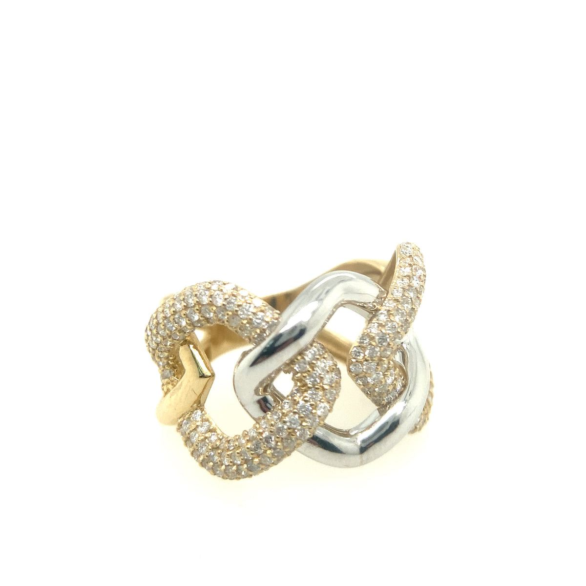 14k Gold 2T Connected Link with Diamond Ring | Luby Diamond Collection | Luby 