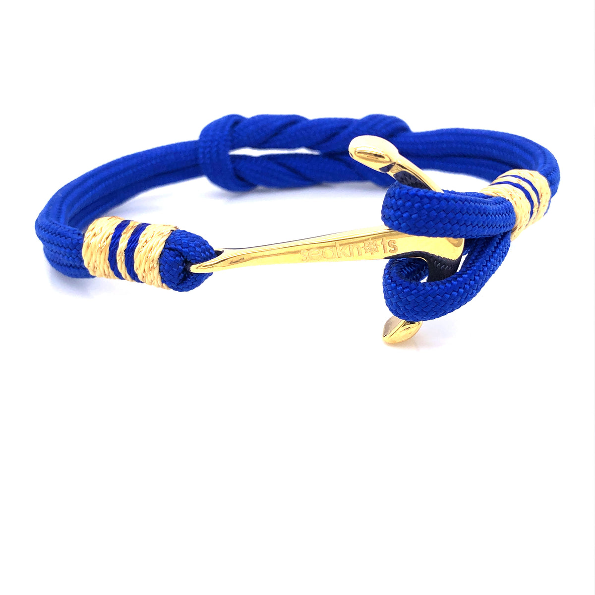 Blue Double Cord with Gold Anchor Bracelet (Blue/Gold) | SEAKNOTS | Luby 