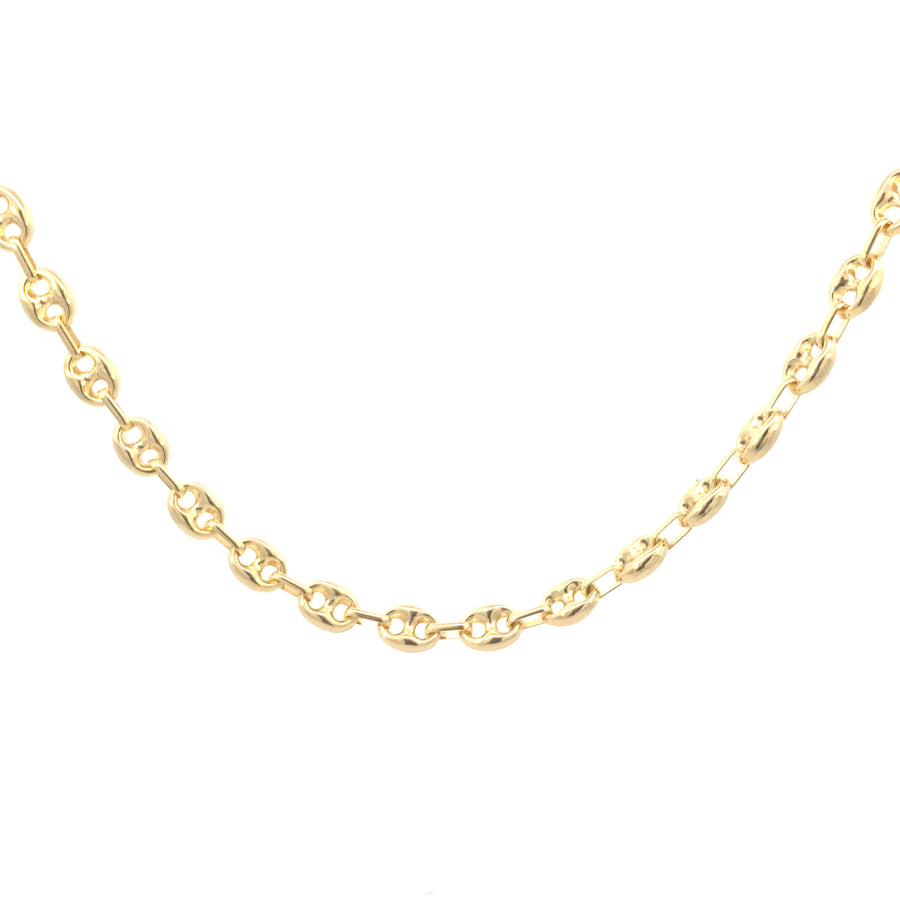 14K Gold Puff Mariner Link Chain