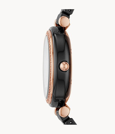 Carlie Mini Three-Hand Black Ceramic Watch | Fossil | Luby 