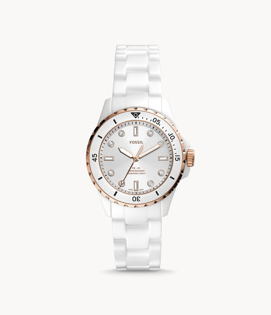 FB-01 Three-Hand White Ceramic Watch | Fossil | Luby 