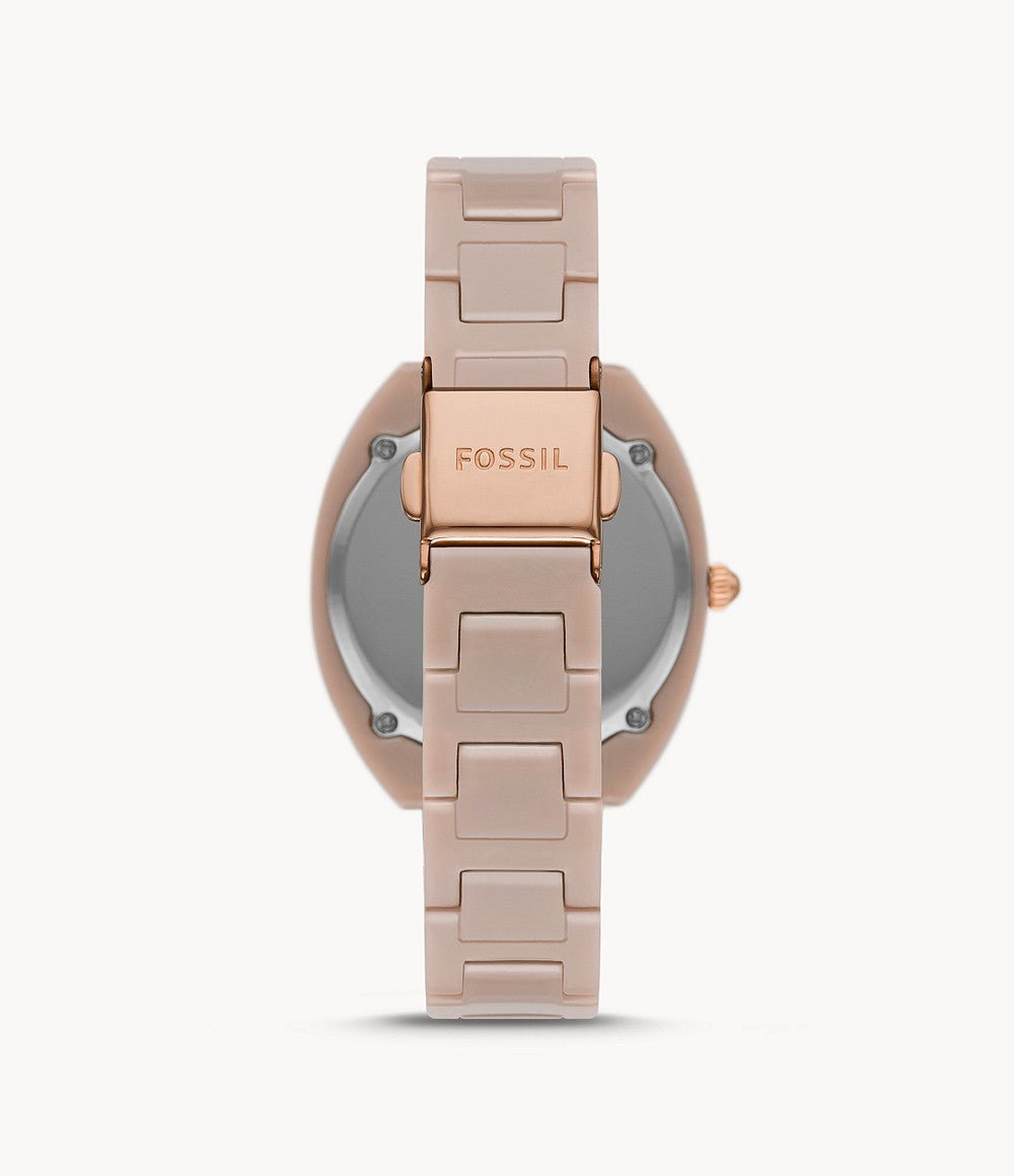 Gabby Three-Hand Date Salted Caramel Stainless Steel and Ceramic Watch | Fossil | Luby 