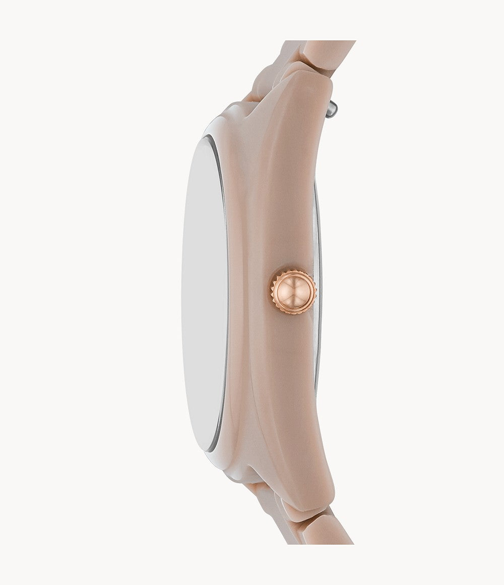 Gabby Three-Hand Date Salted Caramel Stainless Steel and Ceramic Watch | Fossil | Luby 