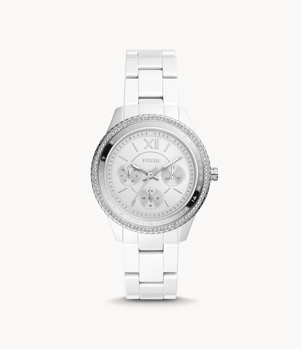 Stella Multifunction White Ceramic Watch | Fossil | Luby 