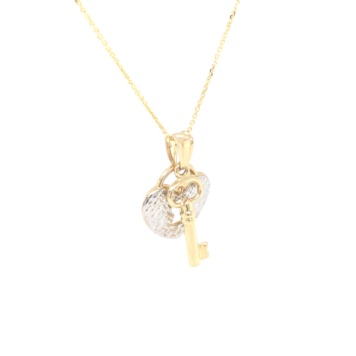 14K Two-Tone Heart Key Pendant | Luby Gold Collection | Luby 