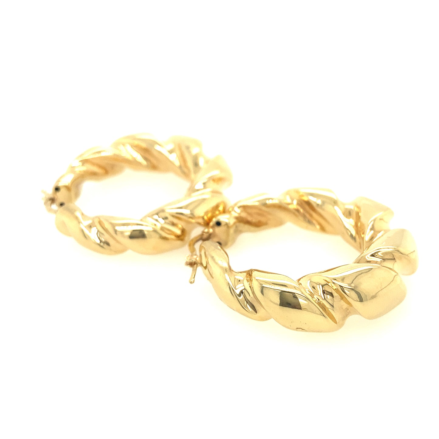 14k Gold Twist Puff Hoop Earrings | Luby Gold Collection | Luby 