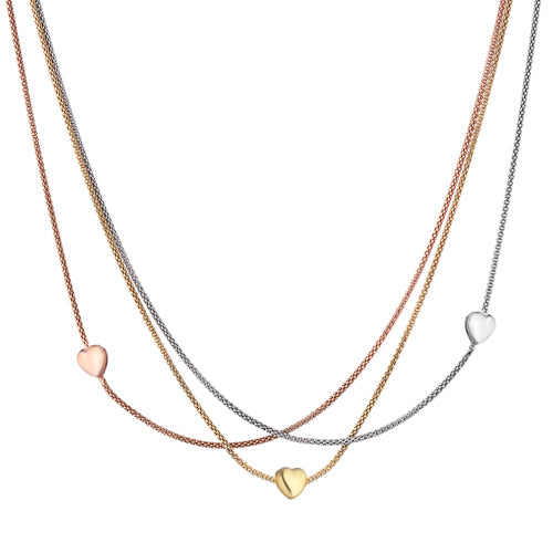 Marcello Pane Box Chain Hearts Three color Necklace | Marcello Pane | Luby 