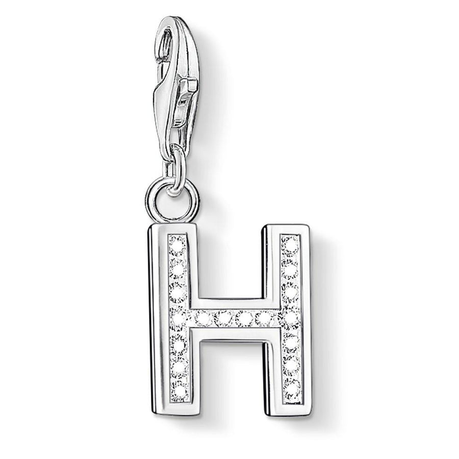 Letter H with CZ Crystals (Silver)