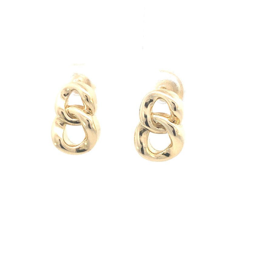 14K Gold Link Chain Stud Earrings