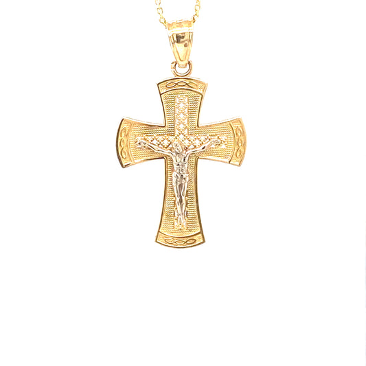 Jesus Cross Two-Tone 14k Gold Pendant | Luby Gold Collection | Luby 