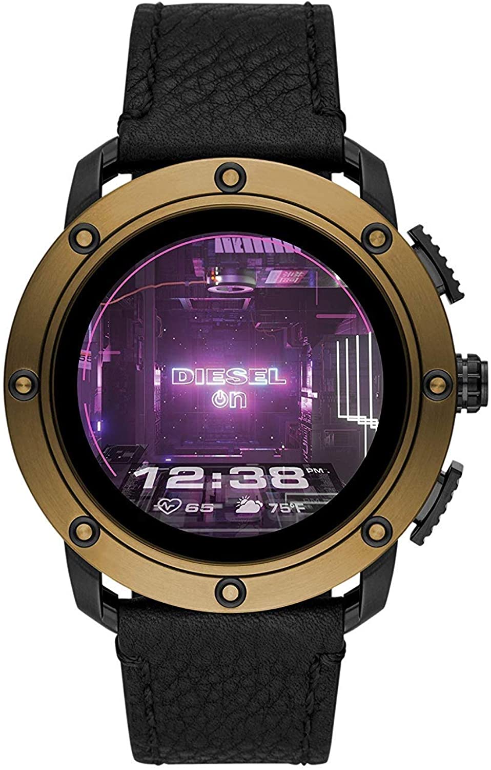 AXIAL SMARTWATCH BLACK/GOLD LEATHER | Diesel | Luby 
