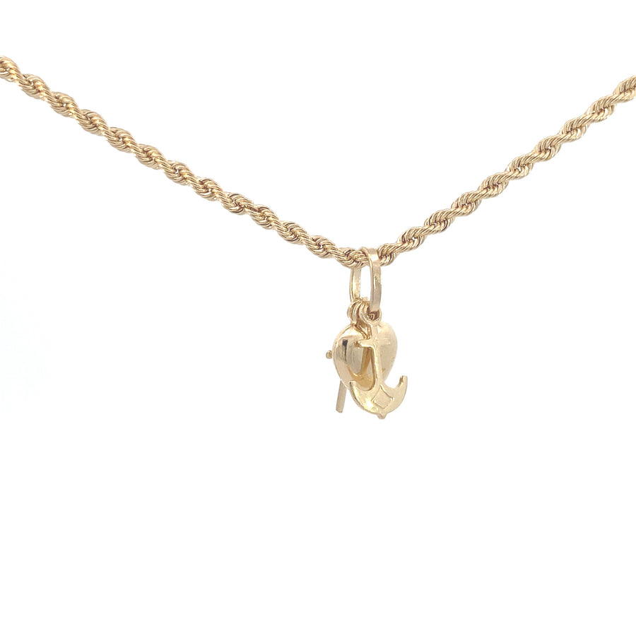 14K Gold Heart, Cross and Anchor