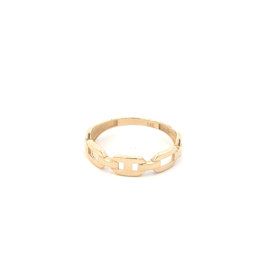 14K Gold Flat Link Ring